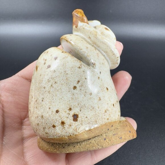 Vintage Hand Made Stoneware Pottery Kitty Cat Cardholder Figurine Speckled Glaze - Picture 9 of 12